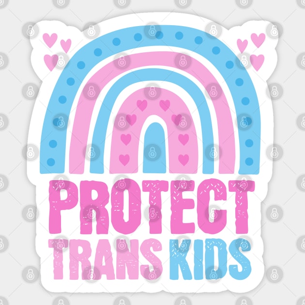 Protect Trans Kids Rainbow Queer Flag Pink Sticker by PUFFYP